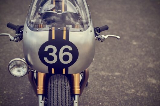 Down and Out Motorcycles 2 Triumph Thruxton R 4 Barbour International CustomBIKE.cc